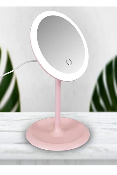 Riddex Beyaz Dokunmatik Led Işıklı Usb Li Yuvarlak Masa Üstü Makyaj Aynası Ma...