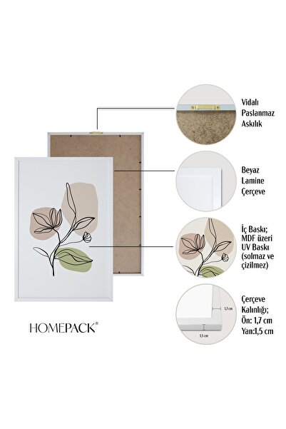 HOMEPACK Beyaz Lamine Çerçeve Seti 3lü Tablo Hpn015