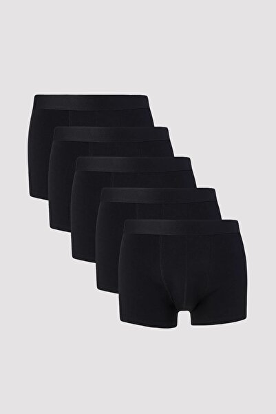 UMFANG Erkek Siyah Boxer Pamuklu Likralı 5'li Premium Paket
