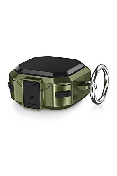 Microsonic Samsung Galaxy Buds 2 Pro Kılıf Darbeye Dayanıklı Sert Koruyucu + Askılık Asker Yeşili