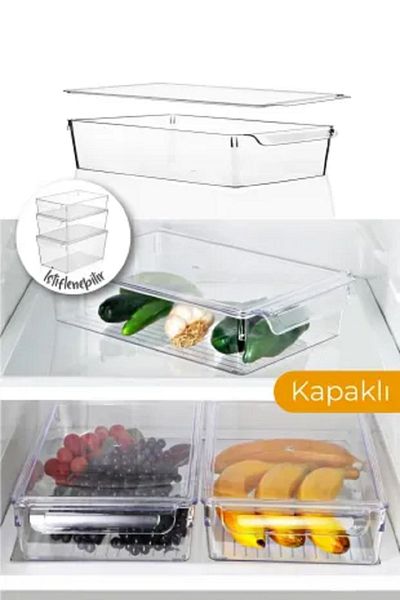 Şahane Pazar 3 Pieces Covered Refrigerator Organizer Small Size Fma007306