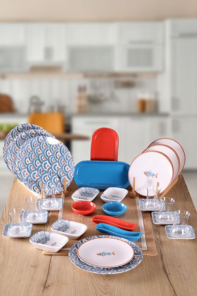 Keramika Buket's House Koi 6-Piece 34-Piece Breakfast Set
