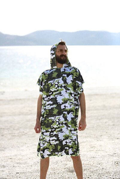 YORKADESIGN Yeşil Desen Baskılı Su Sporları Pançosu