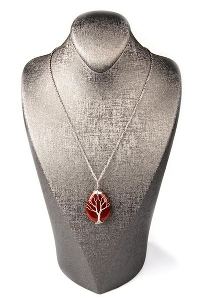 Asya Gems Agate Natural Stone Wire Wrapped Necklace