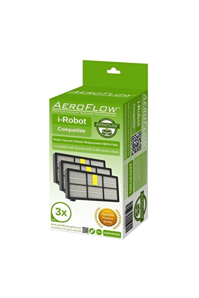 Parmis Aeroflow Irobot Compatible Roombaa 800 Series Filter 3 Pack (with Warr...