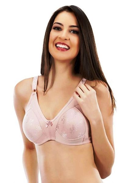by İGP Women's Powder Unsupported Lace Jacquard Non-wireless Large Size Bra