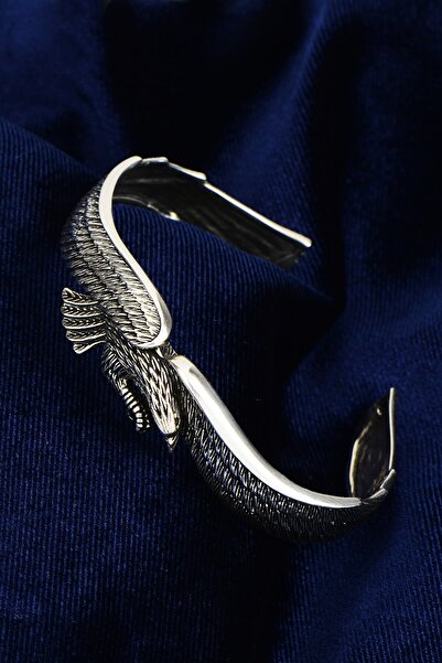 Mercan Silver Gümüş Kartal Modeli Oksitli Bileklik