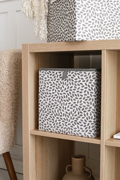 REKHOME Leaf Gray Cabinet Laundry Toy Organizer Folding Storage Box Organizer 28x28x28