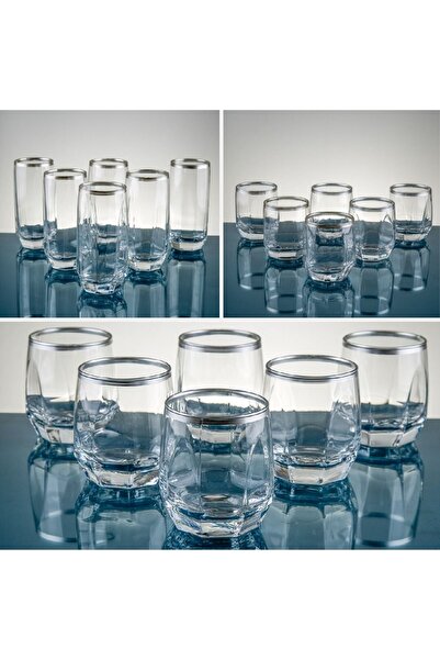 sudecamdizayn 18 Parça 6 Kişilik Bardak Seti (soft Gümüş Yaldiz)