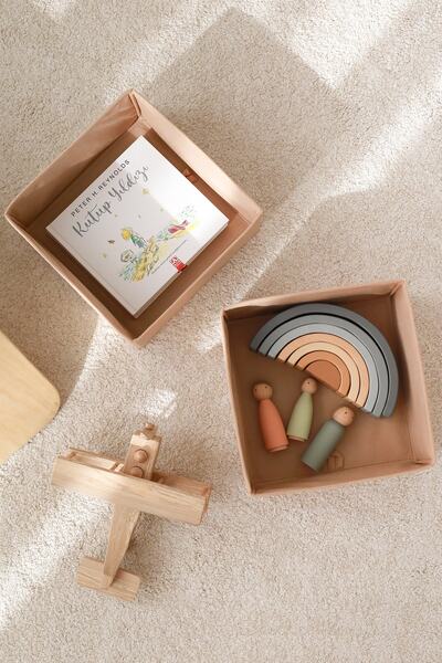 REKHOME Συρτάρι ντουλάπας παιδικού δωματίου 2 τεμαχίων από γιούτα Organizer κουτί αποθήκευσης