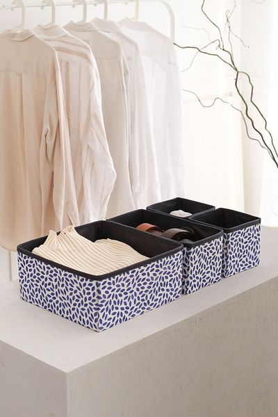 REKHOME Navy Blue Παιδικό Δωμάτιο 4 τεμαχίων Ντουλάπα Συρτάρι Πλυντήριο ρούχων Organizer Storage Box Organizer