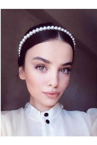 ELALEL TASARIM Coroana de rochie de mireasa cu perle mari pentru femei
