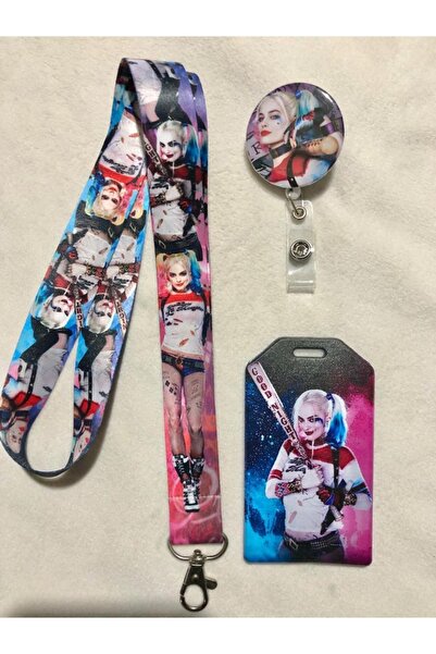 Hediyebum Harley Quinn remen za vrat, jojo i uspravni Držač za kartice set