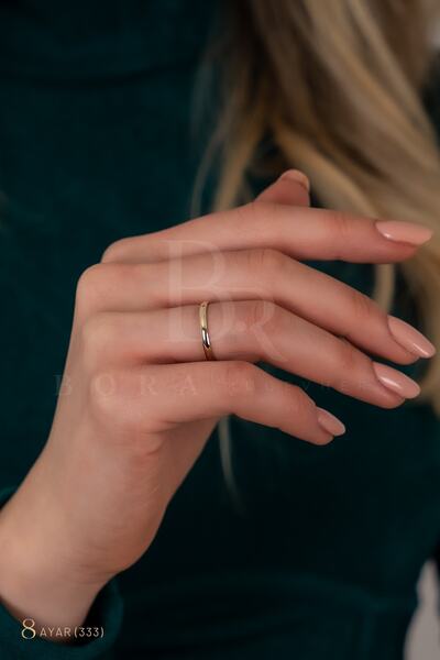 Bora Mücevherat 2mm Bombeli 8 Ayar Altın Alyans , 8 Ayar Altın Yüzük , Nişan Yüzüğü , Eklem Yüzüğü