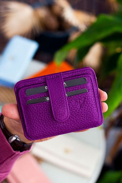 Garbalia Portofel pentru carduri STD Shelby unisex din piele naturală Plum Classic