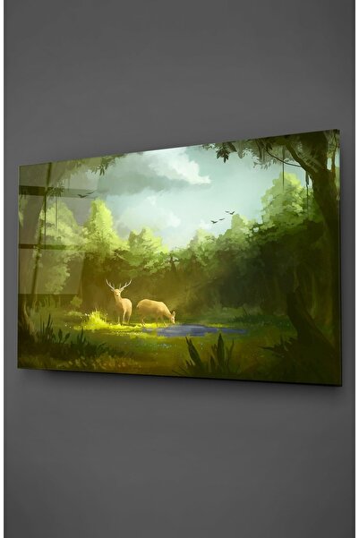 TAULART Pictură pe sticlă cu cerburi