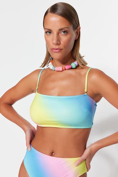Trendyol Collection Gradient Patterned Strapless Bikini Top TBESS23BU00047
