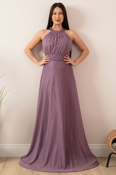 PULLIMM C-Neck Glitter Long Evening Dress 13320