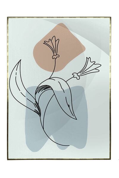 Doğa Çiçek Ve Şekiller Pastel Renkler Dekoratif Tablo Çerçeveli P-004259