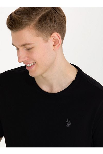 U.S. Polo Assn. Crew Neck Black Men's T-shirt Gts01ıy023