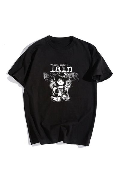 Touz Unisex Black Oversize T-shirt - Votinity Serial Experiments Lain