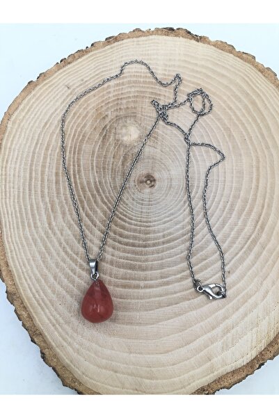 Mariposa Line Doğaltaş Gül Kuvars Armut Kesim Ister Kolye Ister Anahtarlık