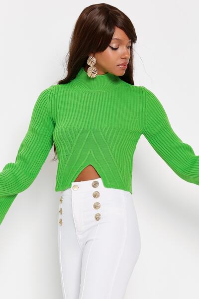 Hopoi Pulover verde spaniol pentru femei Tt3144