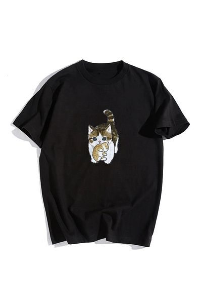 Touz Μπλουζάκι Cat & Cub Μαύρο Unisex Oversize