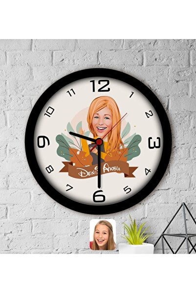 Bk Gift Kişiye Özel Öğretmen Karikatürlü Ahşap Duvar Saati-2