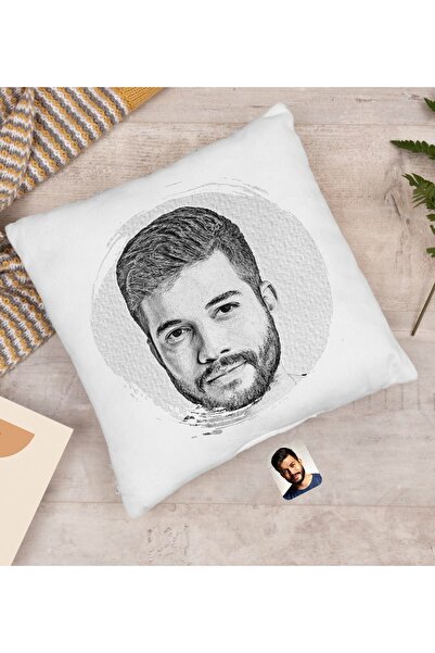 Bk Gift Kişiye Özel Karakalem Beyaz Yastık, Karakalem Kupa, Arkadaşa Hediye, ...