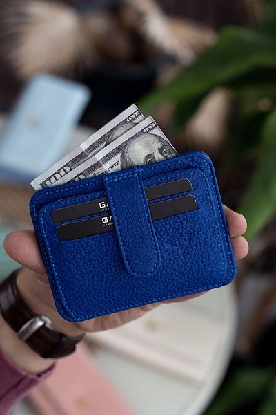 Garbalia Γνήσιο δέρμα Unisex Μπλε πορτοφόλι θήκης Shelby