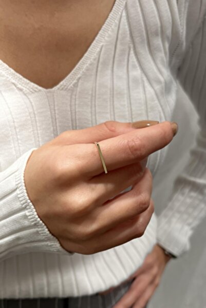 Akay Kuyumcu & Pırlanta Ince Çizgi Yüzük 14 Ayar Sarı Altın