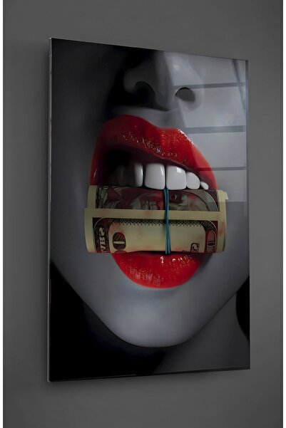 TAULART Femeie cu ruj roșu pictură pe sticlă