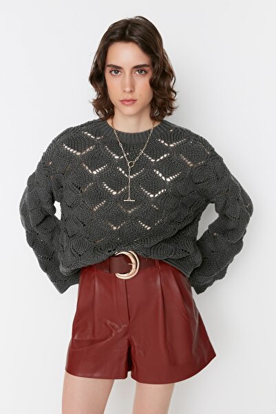 Trendyol Collection Anthracite Openwork/Hole Knitwear Sweater TWOAW22KZ1171