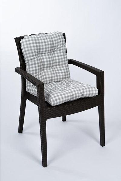 ALTINPAMUK Neva Gingham Pofidik Gray Backrest Chair Cushion with Special Stitched Laces, 44X88 cm