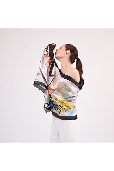 Nomads Felt Voile Silk Scarf| 55x180 Cm| Kandinsky Dominant Curve|
