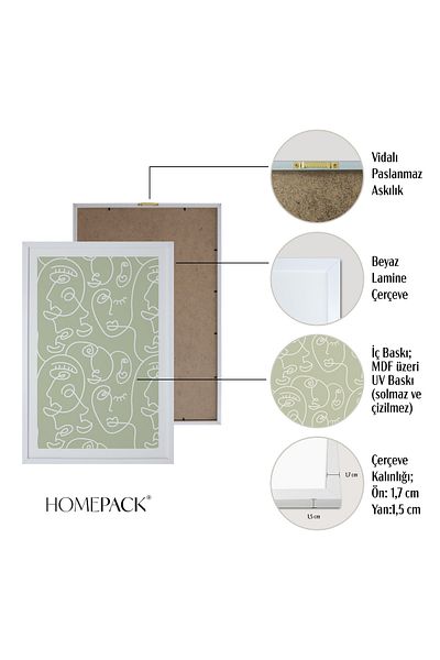 HOMEPACK Λευκό Πλαστικοποιημένο Σετ Πλαίσιο 3 τεμαχίων Πίνακας Hpn036