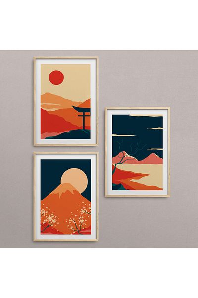 HOMEPACK Комплект за рисуване от 3 части с рамка от естествено дърво Hpn037