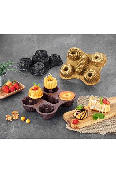tezgelhome Chefstar 5'li Döküm Muffin Kek Kalıbı Japon Kek Kalıbı Ölçü : 23 X...