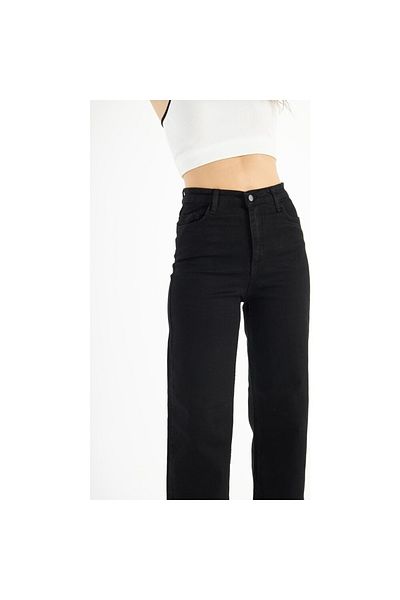 Livik Podiumsolmaz Black Lycra Wide Leg Jean - Casual Wide Leg Jeans