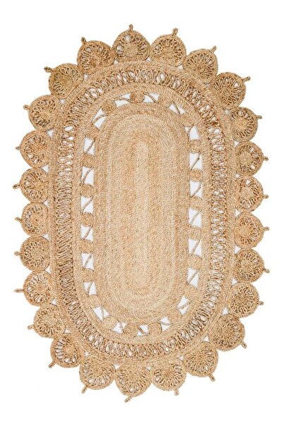 Genel Markalar Sole Ca-109 Natural Xw Oval El Dokuma Naturel Jüt Hasır Halı K...