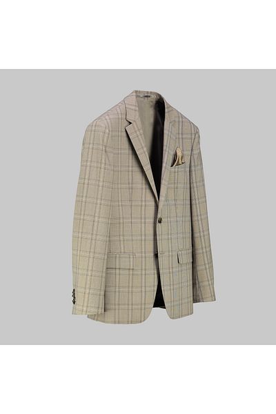 Sarar Interview Zeus Resta Slim Fit Plaid Light Brown Suit