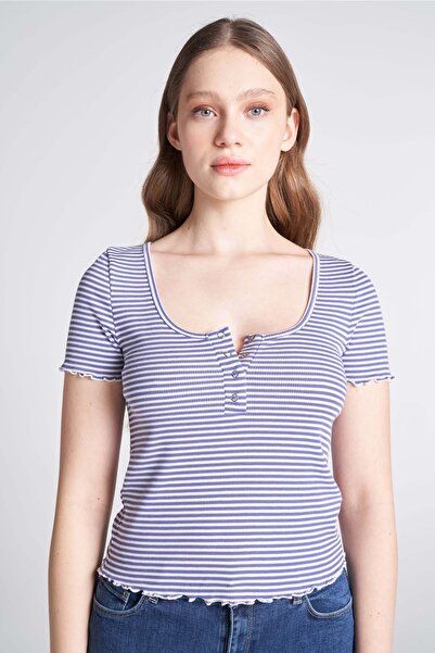 TUBİA Çizgli Crop Bluz