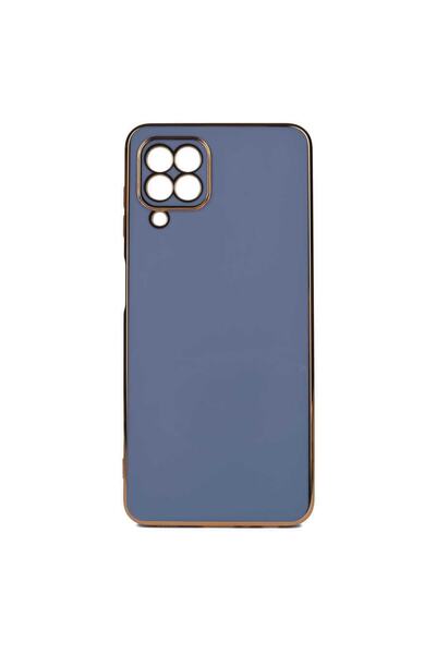 Kılıfist Samsung Galaxy M32 Case Silicone Cover with Camera Protection Gold Edge