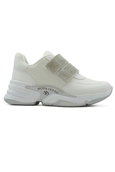 LETAO Γυναικεία Ασημένια Πέτρα Διπλό Velcro Strap Easy Wear Sports Sneaker Παπούτσια