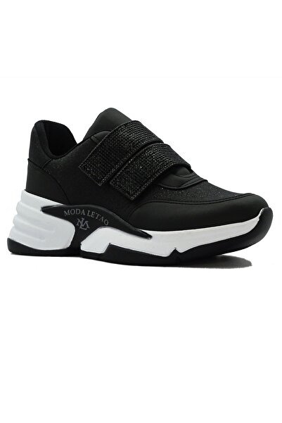 LETAO Kadın Simli Taşlı Çift Cırtlı Bantlı Kolay Giyim Spor Sneaker Ayakkabı