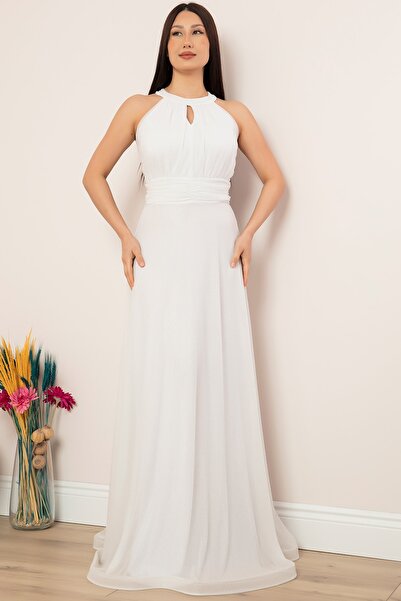 PULLIMM Βραδινό μακρύ φόρεμα C-Neck Glitter 13320