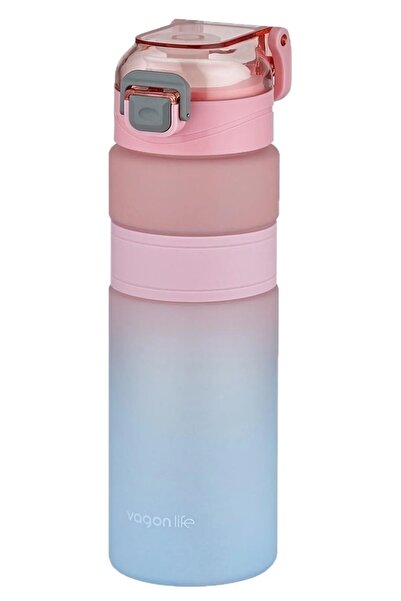 Uzspace Vagonlife 800ml Çift Renk Kaydırmaz Silikon Gövde Motivasyon Su Matarası Vgn2228