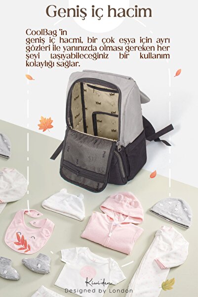 Kiwi Coolbag Baby Care Bag - Thermal Compartment, Gray Anthracite