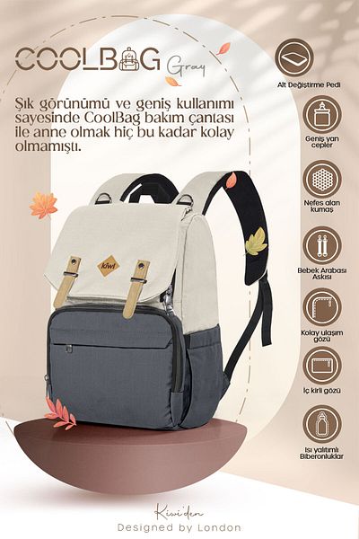 Kiwi Coolbag Baby Care Bag - Thermal Eye, Pad and Bone Anthracite